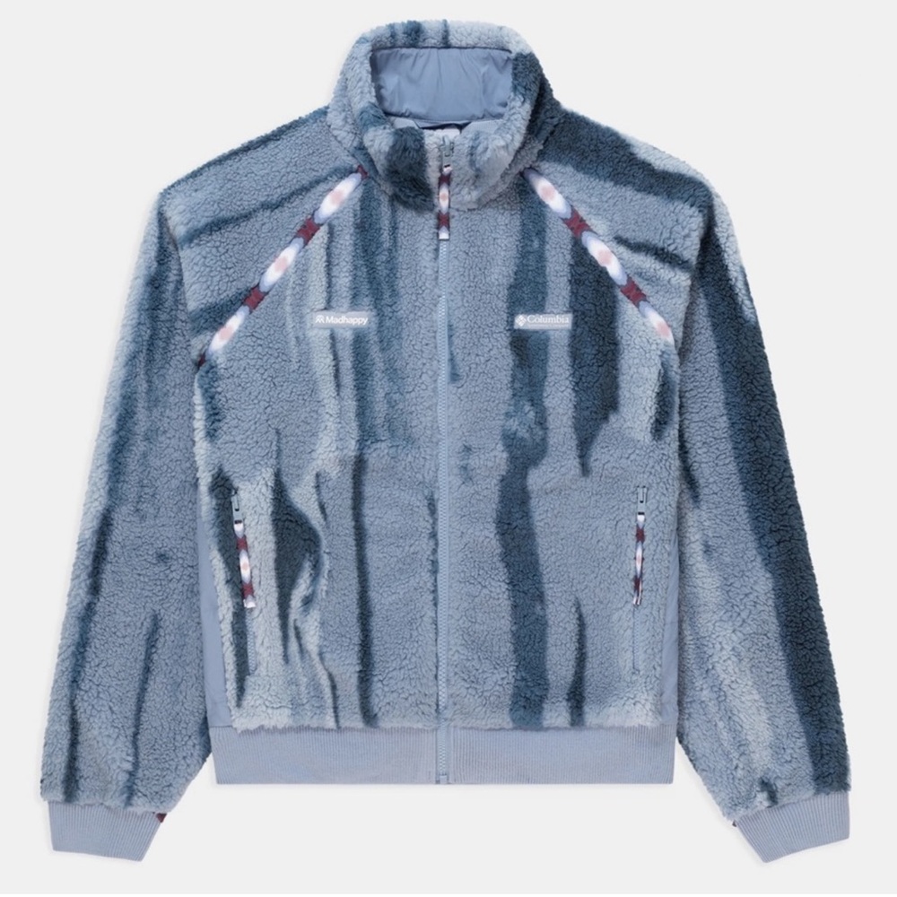 Columbia X Madhappy High Pile Fleece Full Zip Jacket in Blue Size Medium